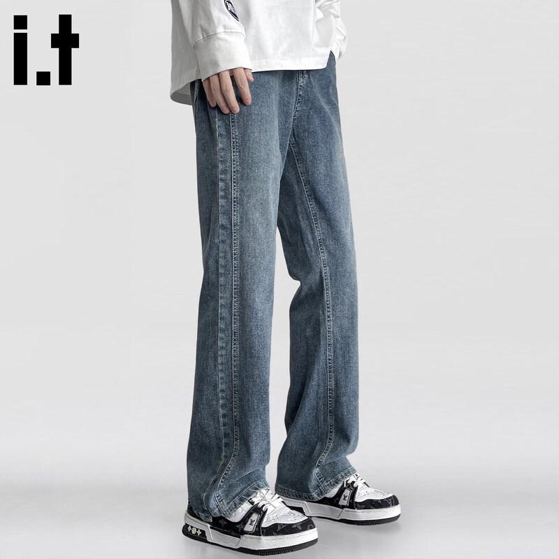 CHOCOOLATEit Men s American Retro Washed Loose Straight-Leg Jeans L