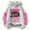 2026 Graphic Print Kids Long Sleeve Sweatshirt NEW Girls Hoodie Katseye Kpop Group Pocket Loose Casual Children Light Blue Top