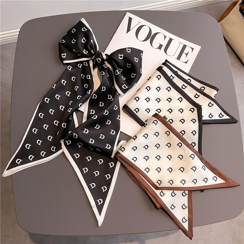 Scarf, Long Silk Scarf, Versatile Silk Scarf, Double-Layer Simulated Silk, Diagonal Scarf, Autumn And Winter Hair Binding And Scarf