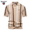 Gant 2025 Summer Embroidery New Breathable Hollow Men's Short Sleeve Polo Sweater Striped Knitted Polo Sweater for Men
