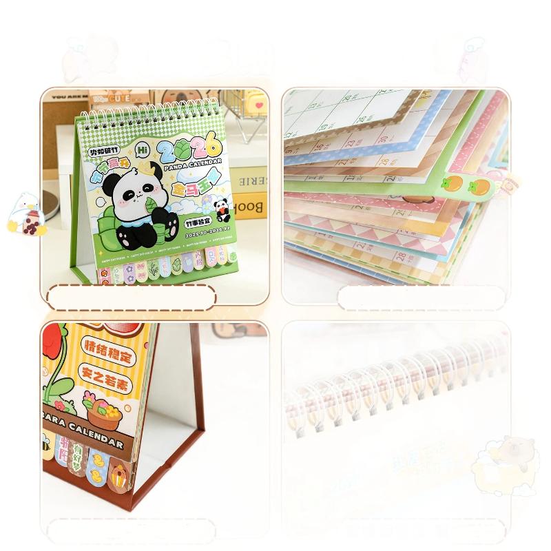 Portable Coil 2026 Desk Calendar Capybara/Panda Desktop Decoration Mini Calendar Schedule Planner Office School Supplies