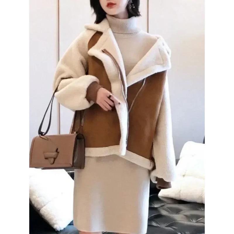 Autumn Winter Women's Coats New Fashion Casual Loose Patchwork Outerwear Harem Korean Vintage Crop Pockets Jacket Women