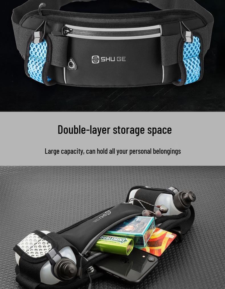 Unisex Sports Waist Bag with Dual Water Bottle Holders for Running, Hiking, and Outdoor Adventures