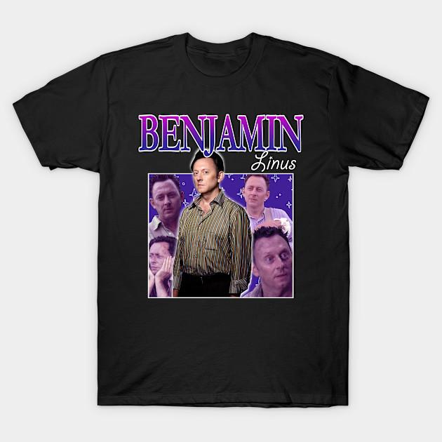 

Men Black Print T-shirt Lost Benjamin Linus Vintage Tee No-Cut Transfer Paper Print Cotton Tshirt 4XL чорний