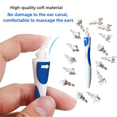 Portable Spiral Ear Wax Remover Tool Ear Cleaner with Soft Silicone 16 Replacement Tips Simply To Grab Extract Earwax