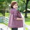 Casual Hooded Trench Coat for Women Large Size Long Sleeve Basic Coat Middle-aged Elderly Female Windbreaker Mother Clothes