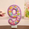 Colorful Ocean Ball Birthday Candle with Purple Edge - Creative Party Decoration