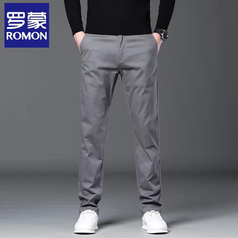 Romone Men s Stretch Business Casual Straight-Leg Trousers 30