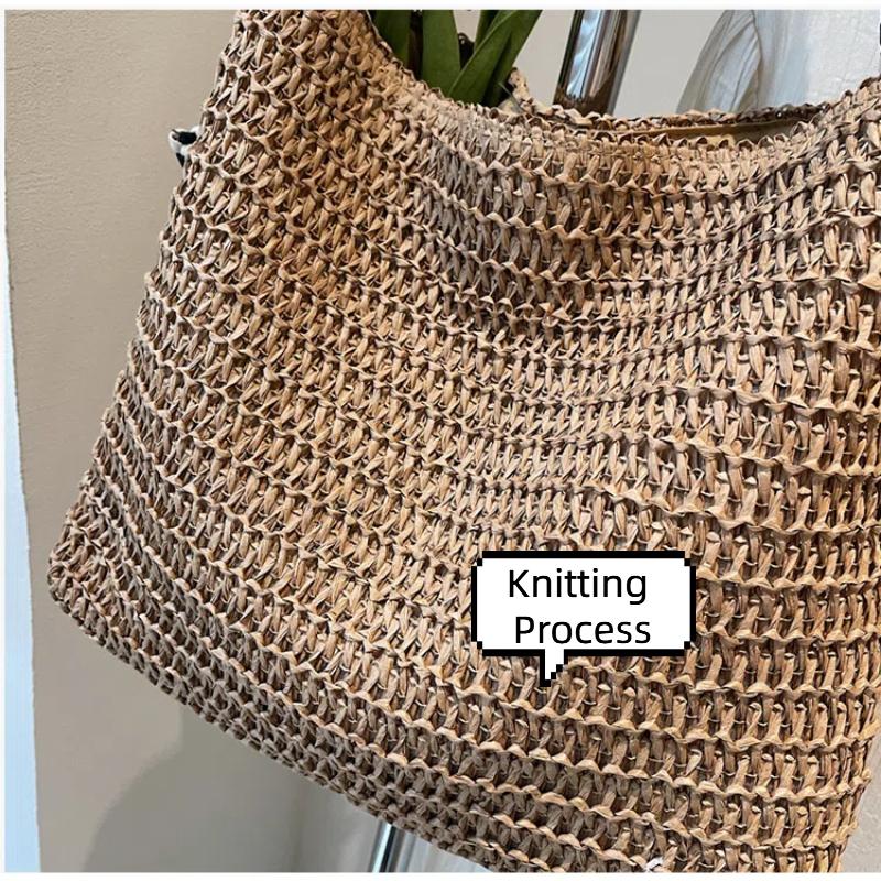 Boho Chic Large Woven Straw Tote Bag for Women Commuter Handbag Shoulder Bag, Perfect for Spring Outings, Beach Tote Bag