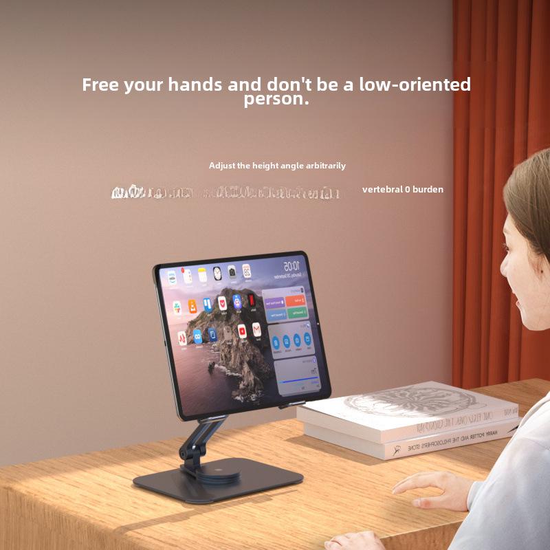 Aluminum Alloy Rotating Tablet Stand - Portable, Liftable, and Foldable