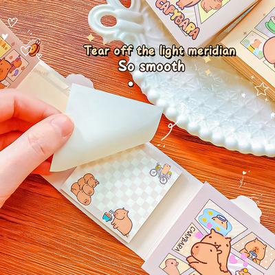 Mini přenosný notebook na 70 listů Kreativní Denní papír na poznámky Kreslený Roztomilý Kapybara Samolepící poznámkový blok Školní potřeby Kawaii Psací potřeby