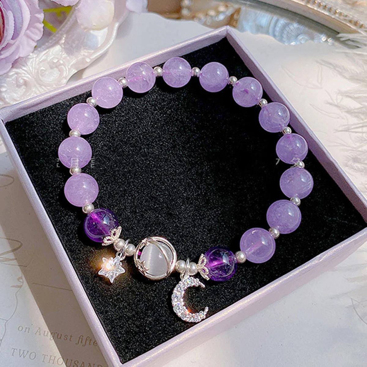 

Stone Bracelet For Female In A Niche Design, New Grey Moonlight Star Moon Crystal Bracelet