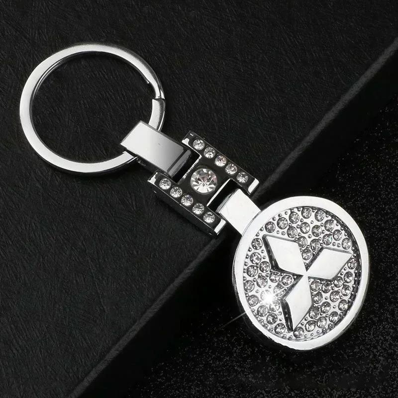 

3D Bling Diamond Metal Car Keychain Key Ring for Mitsubishi Ralliart ASX Eclipse Galant Mirage Auto Accessories серебряный