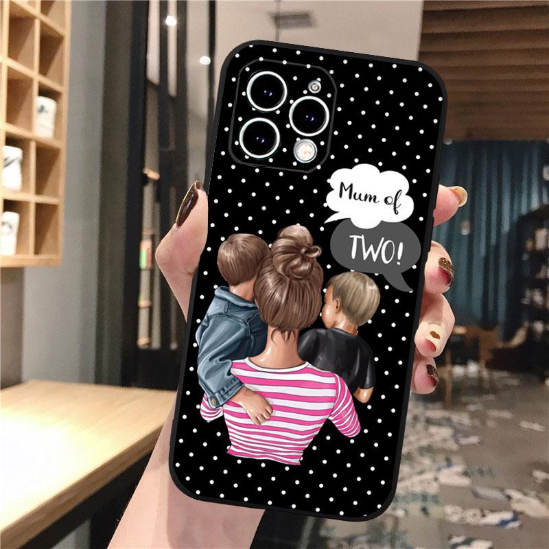 

Super Mom One Two Son Daughter Phone Case For iphone 17 Pro Max Air 16 15 14 13 Pro Max 15 16 Pro 15Plus Shell iphone 14ProMax