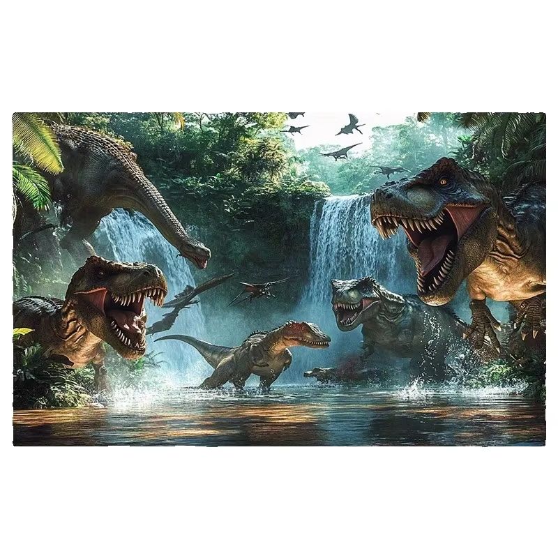 Realistische Dinosaurier Dschungel Wandteppich Prähistorischer Wasserfall Wandbehang Für Kinderzimmer Spielzimmer Wohnzimmer Ästhetische Dekoration Mult
