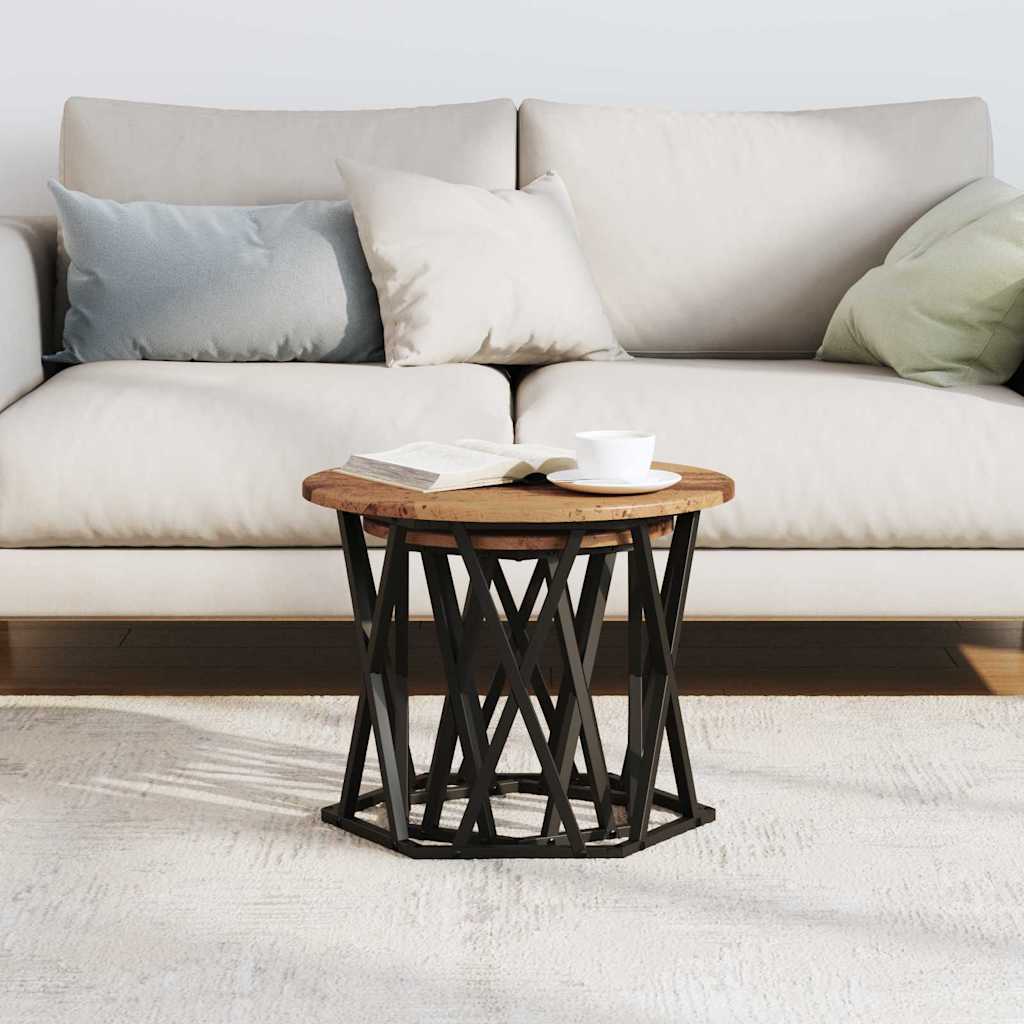Side Table 2 Pcs Reclaimed Wood Engineered Wood and Steel
