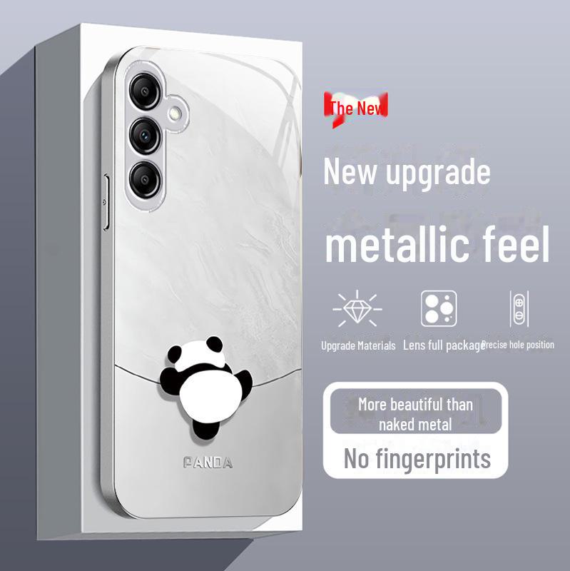 Schützende Flüssigglas-Hülle mit niedlichem Kletter-Panda-Design für Samsung A73, A20s, A51, A32, S21FE - Sturzsicher und All-inclusive-Objektiv.