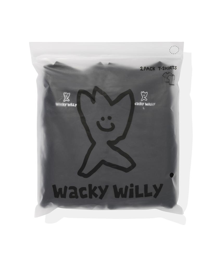 WACKY WILLY [25Fw] 2-Pack Signature Short Sleeve T-Shirt Black/Black