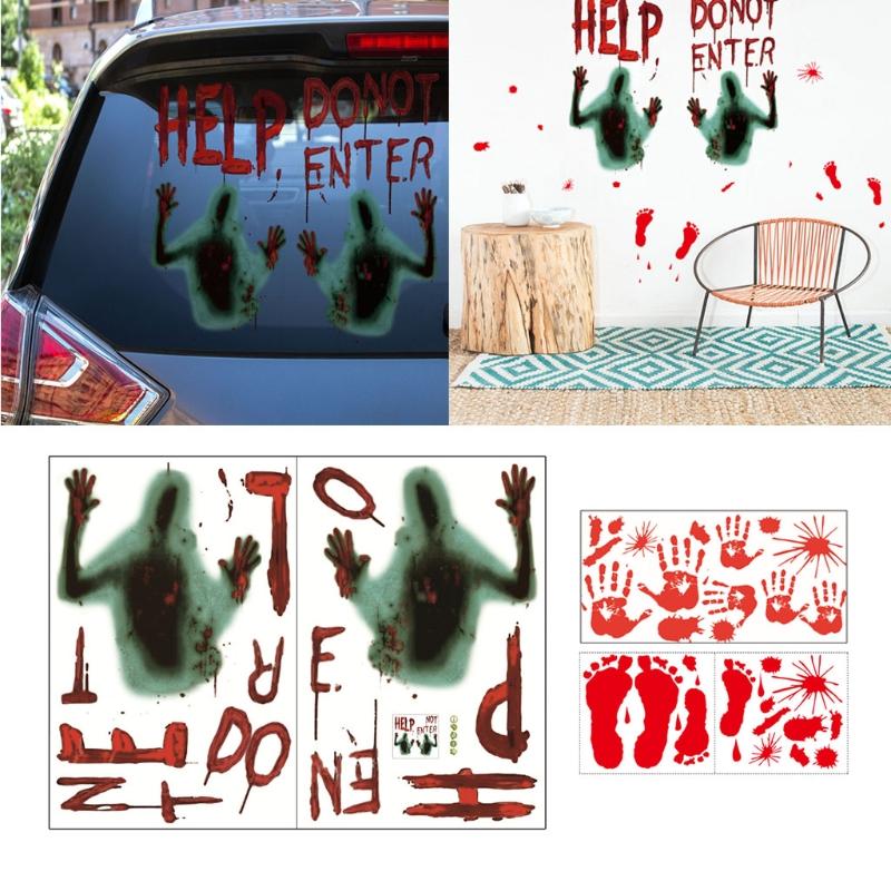Creative Halloween Window Stickers PVC Decals Scary Automobile Exterior Deco