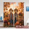 2pcs   2D FLAT PRINTING Curtains (Without Rod) Harvest Friends Contemporary Popular Curtains Durable 100% Polyester Fabric