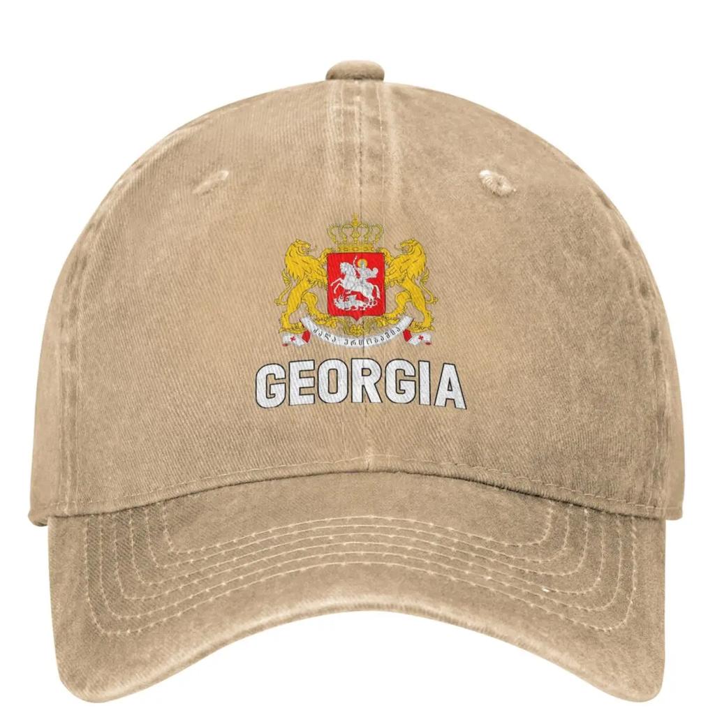 Georgia Gerb Sakartvelo Denim Baseball Cap Georgian Flag Kpop Rock Trucker Hat Men Women Y2k Retro Sun Visors Baseball Caps