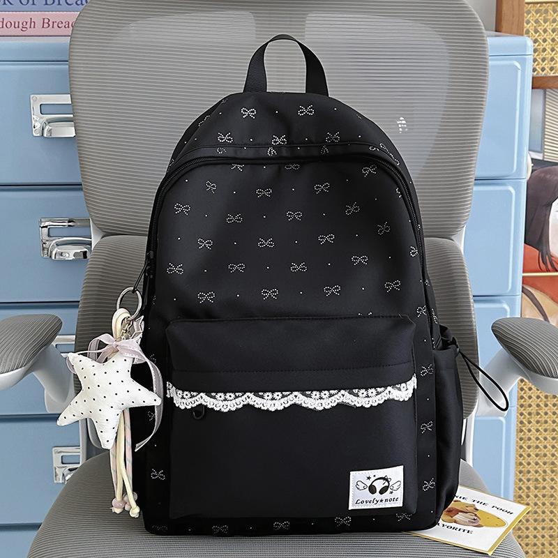 Schoolbag Japanese high-value lace girls schoolbag fresh and sweet candy-colored casual backpack large capacity lightweight backpack