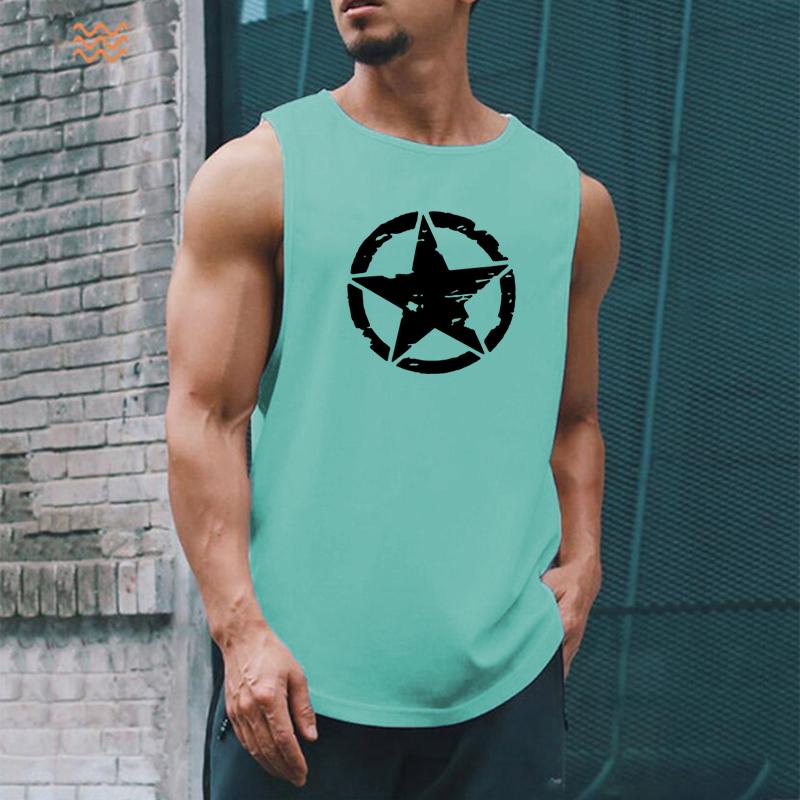 New Fashion Pure Polyester Sleeveless Shirt Vest Men's Fitness Shirt Men's Undershirt Bodybuilding Exercise Fitness Vest Fitness Men