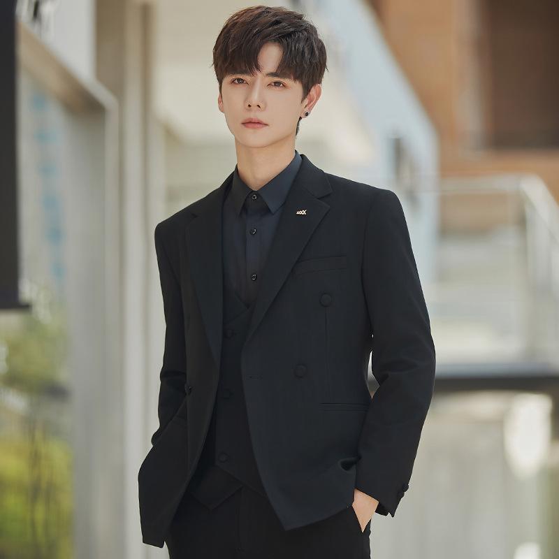 

Мужское деловое платье корейской версии, облегающее свадебное платье, повседневный пиджак 4XL чёрный