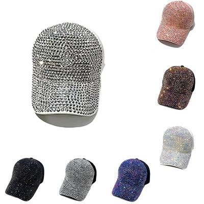 Verstellbare Strass-Baseballkappe, Funkelnder Glitzer-Sonnenhut für Damen, Lässige Outdoor-Party-Kappe