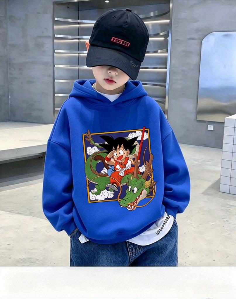 Dragon Ball Z Herbst Winter Jungen Kapuzenpullover Cartoon Drachenfigur Druck Kinder Pullover Hoodie Lässiges Langarm Oberteil