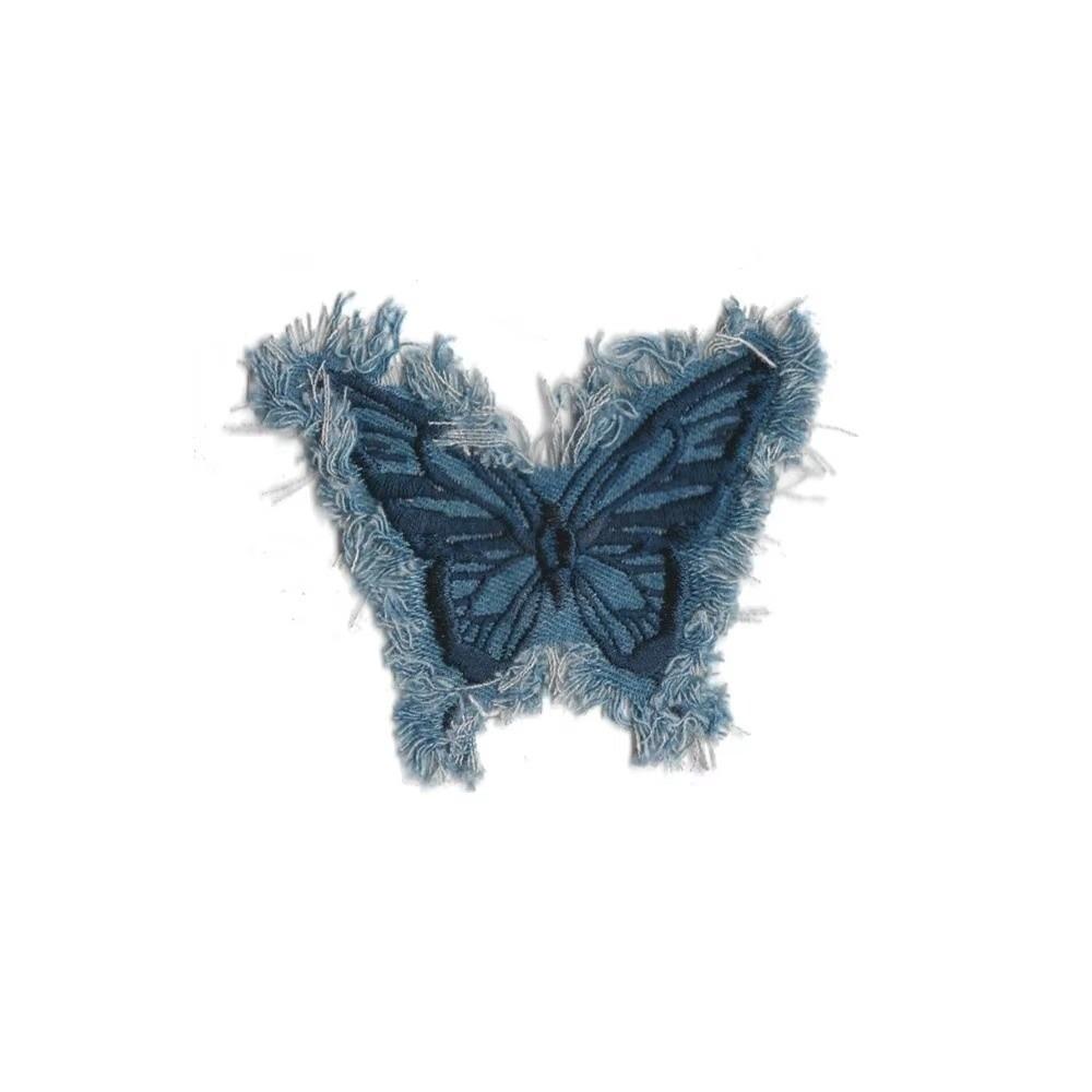 Denim Applique Decoration Frayed Tassel Edge DIY Sewing Accessories Denim Cloth Patch For Dress 1PC