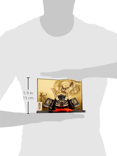 Yakushi Kiln May Doll, Made in Japan, for Boys' Day, Mini, Compact, Palm-Sized, Ceramic, Gold-Decorated, Successful Helmet (Includes Chrysanthemum Ara