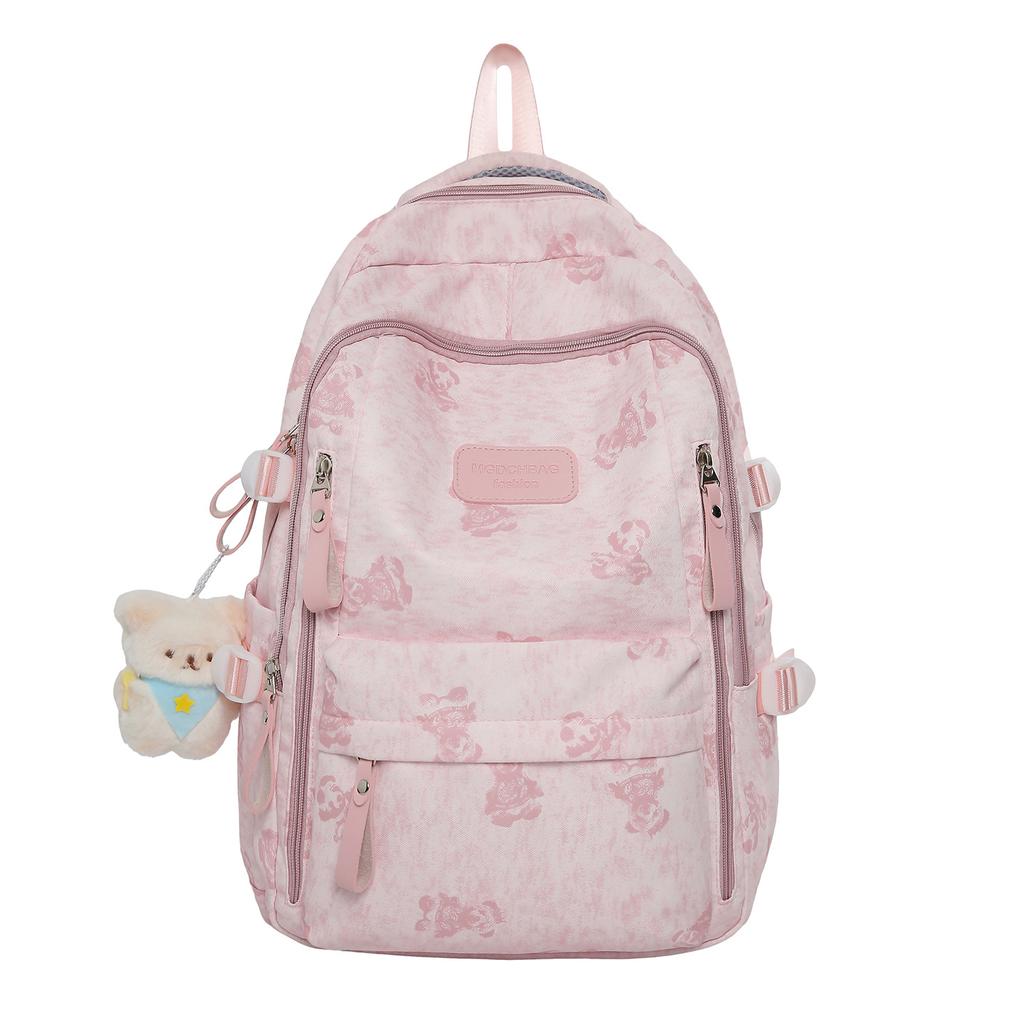 Schoolbag new large-capacity bear backpack middle school student schoolbag women's ins high-value fashion casual lightweight backpack
