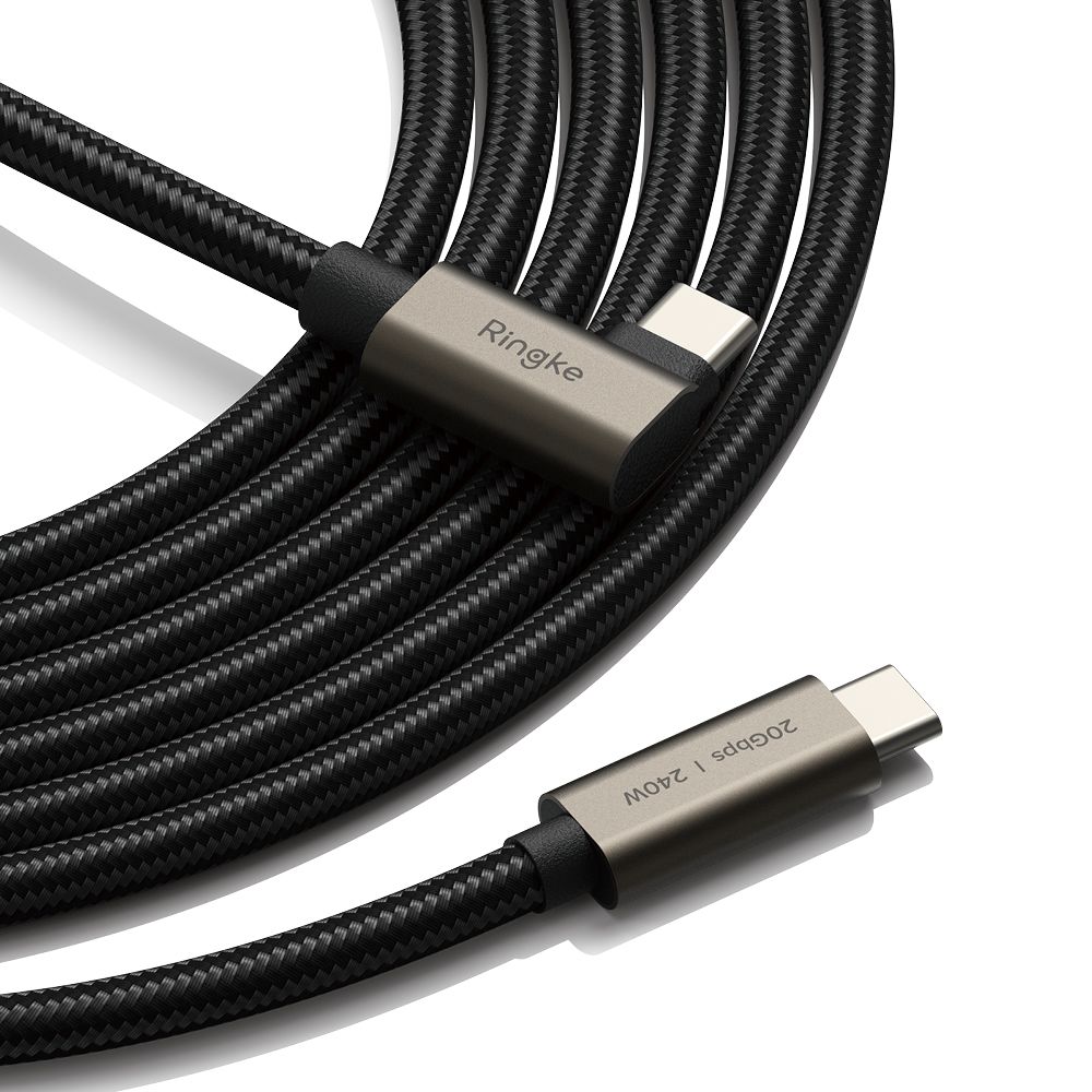 Ringke Usb 3.2 Gen 2X2 Type-C 90 Degree Cable Pd240W 200Cm Black