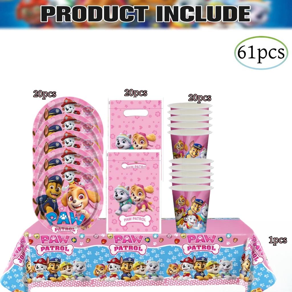 PAW Patrol Doğum Günü Süslemeleri Skye Tek Kullanımlık Sofra Takımı Seti Köpek Masa Örtüsü Tabak Hediye Çantası Bebek Partisi Çocuk Hediyesi Parti Malzemeleri