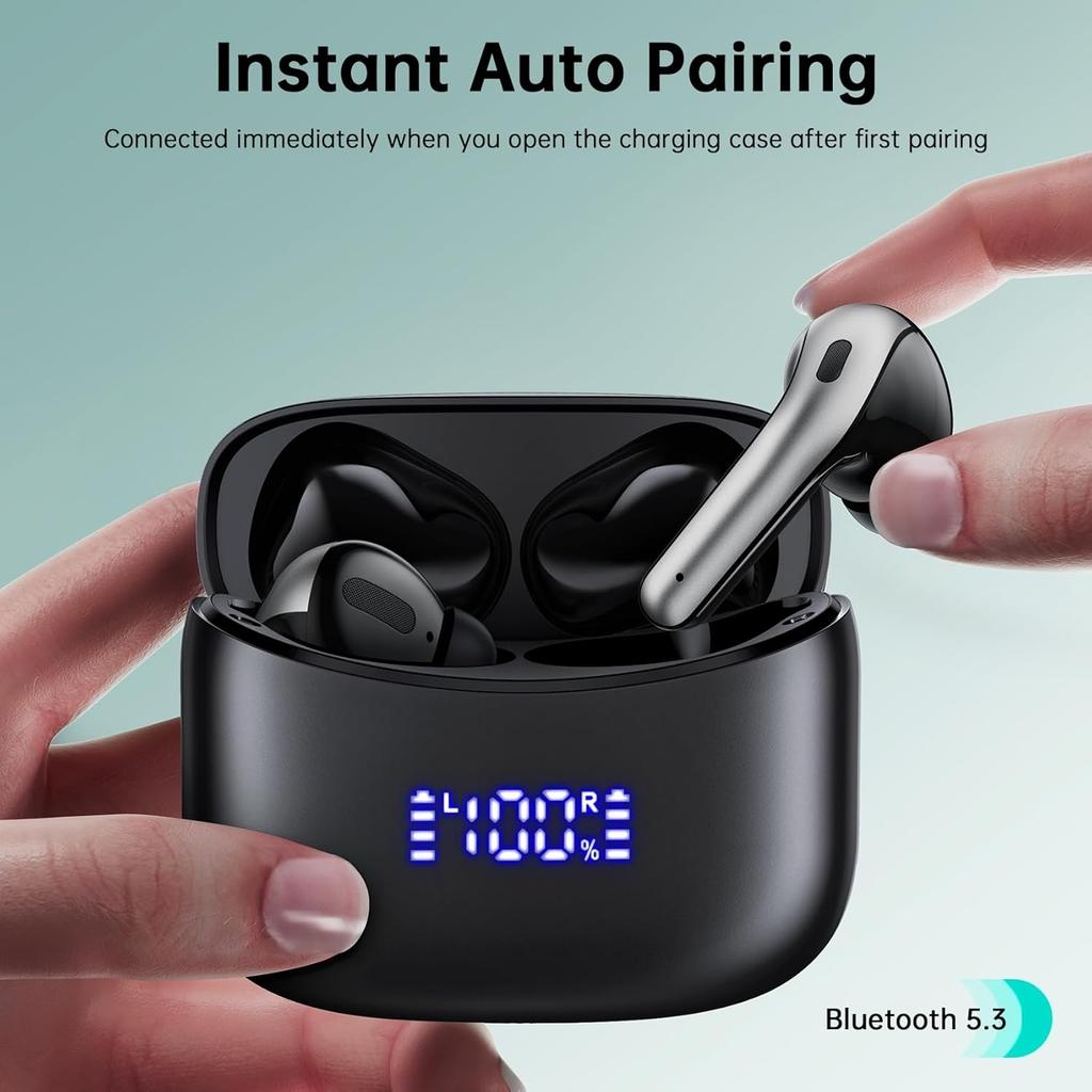 Bluetooth 5.4 Earbuds Wireless ANC Noise Canceling Headphones 60Hrs Playtime Ear Buds Deep Bass Stereo IPX7 Waterproof Sport Earphones for Android iOS