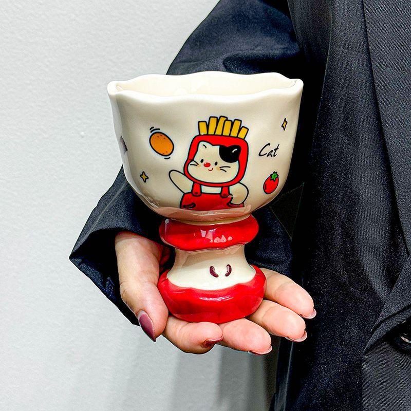 

High Looking Ceramic Mug High Footed Couple Tea Cup, Girls Water Cup, Cute Coffee Cups,Christmas Birthday Gift Kitchen Utensils 201-300ml
