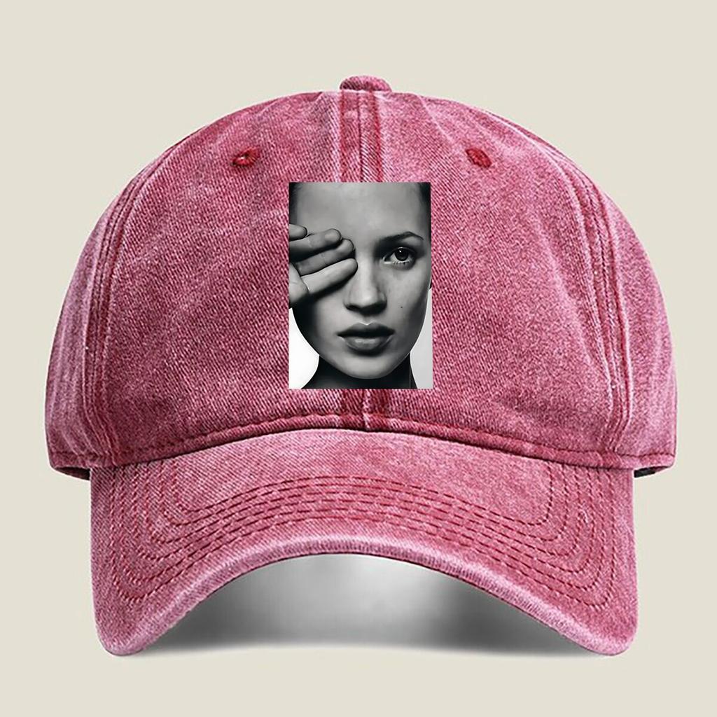 Mysterious Woman Portrait Fashion Washed Baseball Cap Hat Outdoor Activities