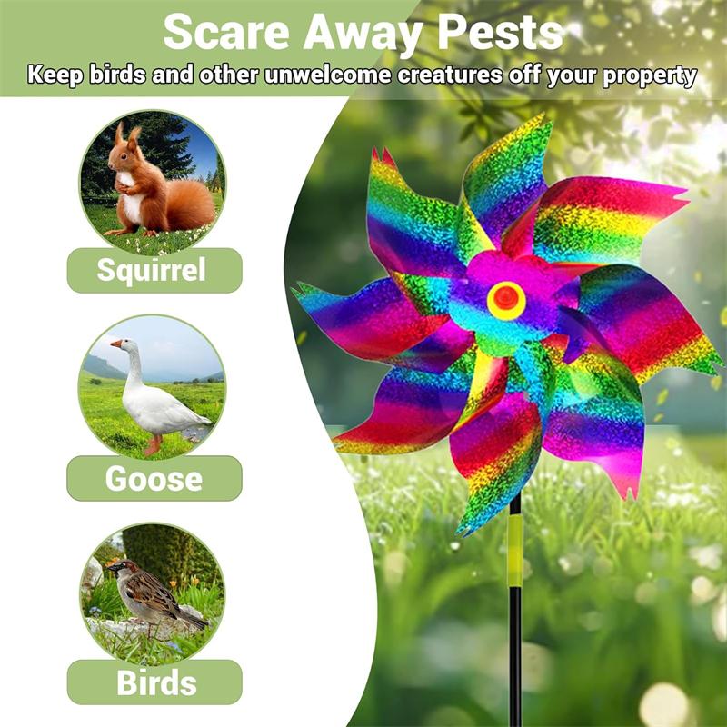 1/10X Bird Repellent Reflective Windmill Anti Bird Wind Spinner for Garden Orchard
