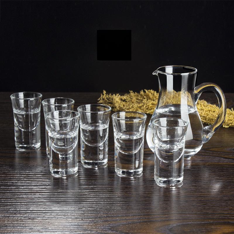 6pcs/7pcs Set Small Wine Glass One Beaker Glass Wine Dispenser Wine Pot Spirit Baijiu Cups Wine Set Household Mini Shot Glasses