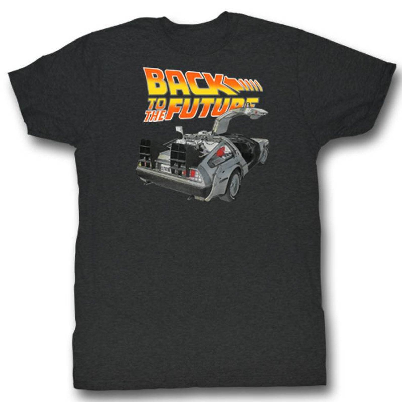 Back to the Future Car Black Heather Adult T-Shirt L