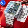 MARK FAIRWHALE Watches for Man 4460 Stainless Steel Trend Square Dial Multifunctional Alarm Clock Luminous Waterproof Men Watch
