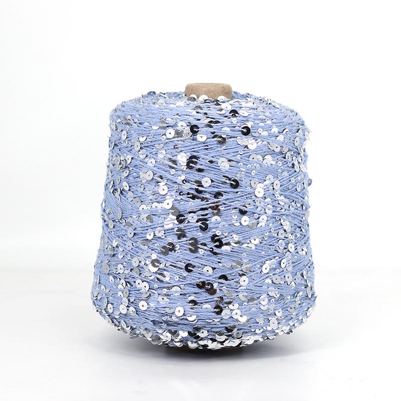 Hand-Knitted Bright Cotton Yarn with Sequins, 3MM+6MM, Combed and Fancy