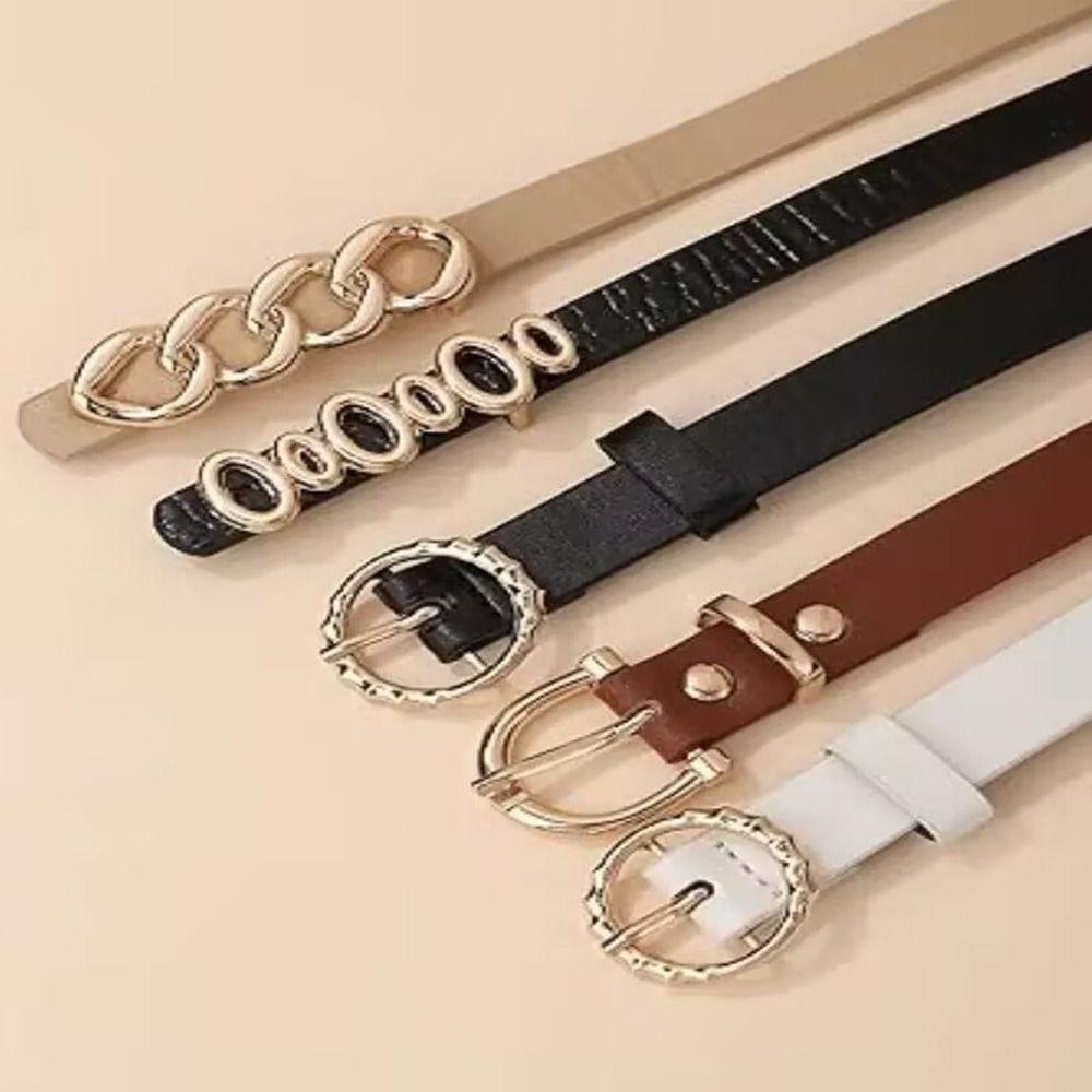 5Pcs/Set Butterfly Button Women's Belt Y2k Waistband Fashion Retro Pin Buckle Belt  Pants
