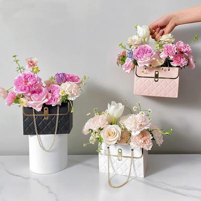 4Pcs Creative Hand Bag Shape Rose Flower Packaging Box Flower Shop Wedding Valentine's Day Birthday Gift Wrapping Paper Bag Box