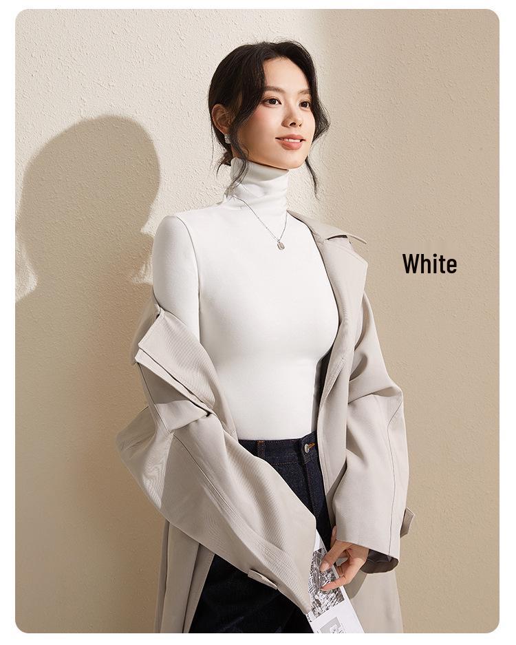 Women's Gray Winter High-Neck Base Layer Shirt - Thick, Warm, Stylish Plus Velvet Inner Wear