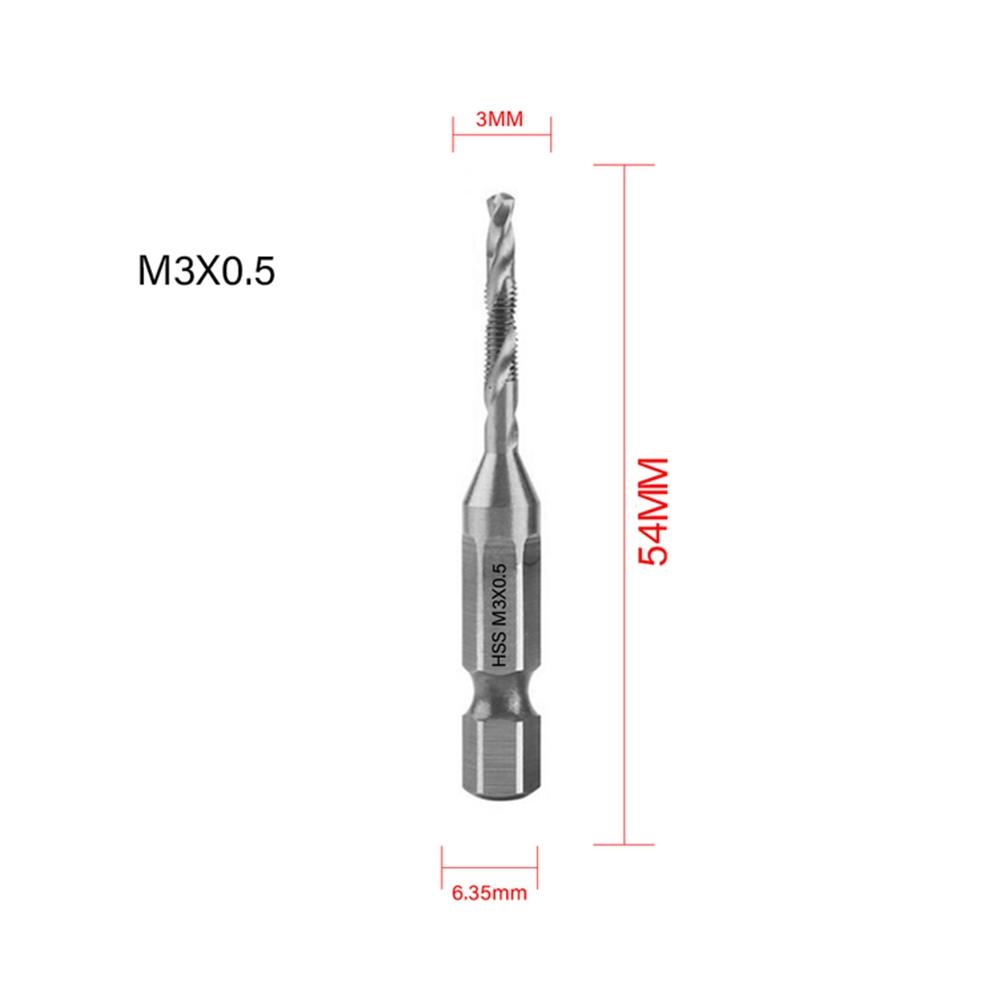 Tap Drill Bits Hex Shank HSS 4341 Hand Drill M3-M10 Silver