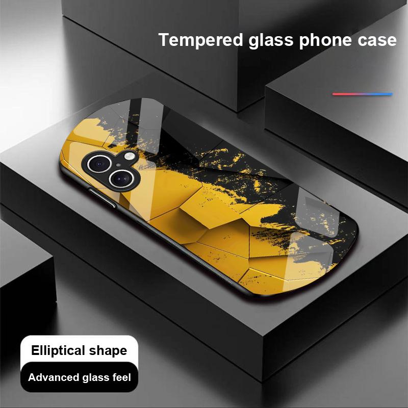 Geometryczny Wzór Dla Apple IPhone 16 11 13 15 14 Pro Max 12 Mini 7 8 Plus XR X XS Etui na Telefon z Hartowanego Szkła o Eliptycznym Kształcie