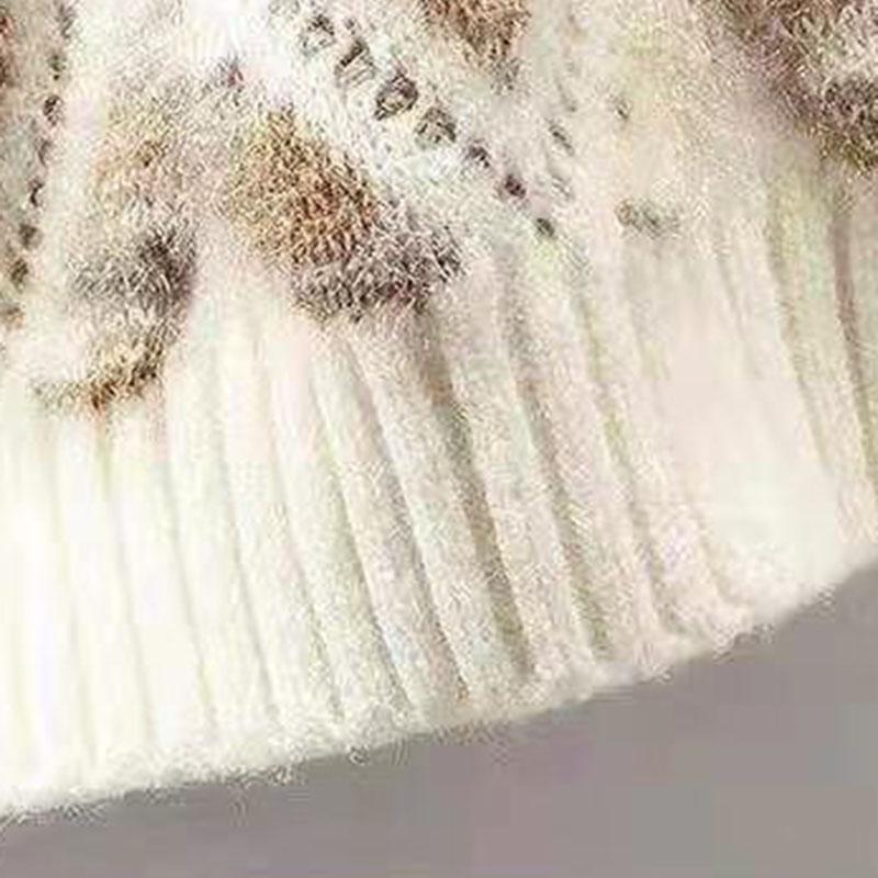 Sweater Wome Autumn Winter Thickened Warm Knitted Stretchy Long-Sleeve Oversized Top