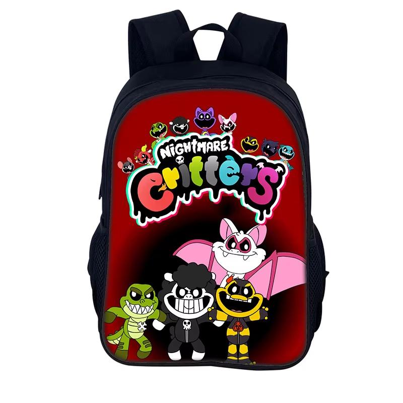 Albtraum-Kreaturen Cartoon Rucksack Schulrucksack 40cm/15,7 Zoll Reißverschluss Büchertaschen Animierte Mochila Kindergeburtstagsgeschenk